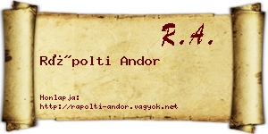 Rápolti Andor névjegykártya